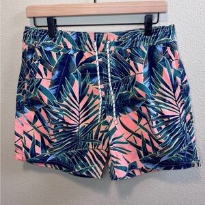 J.Crew Men’s Swim Trunks Medium Tropical Palm Print Lined Board Shorts